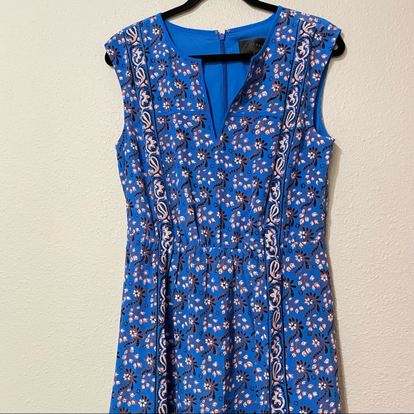 J Crew Blue Silk Floral Sleeveless Scarf Mini Dress 8 - Picture 3 of 10